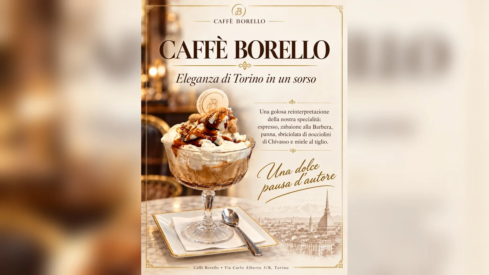 Coppa Carlo Alberto: il dolce di Caffè Borello con espresso e zabaione alla Barbera